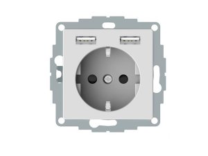 Schuko + 2 USB 2,4A elegance Blanco New unica MTN2366-0325