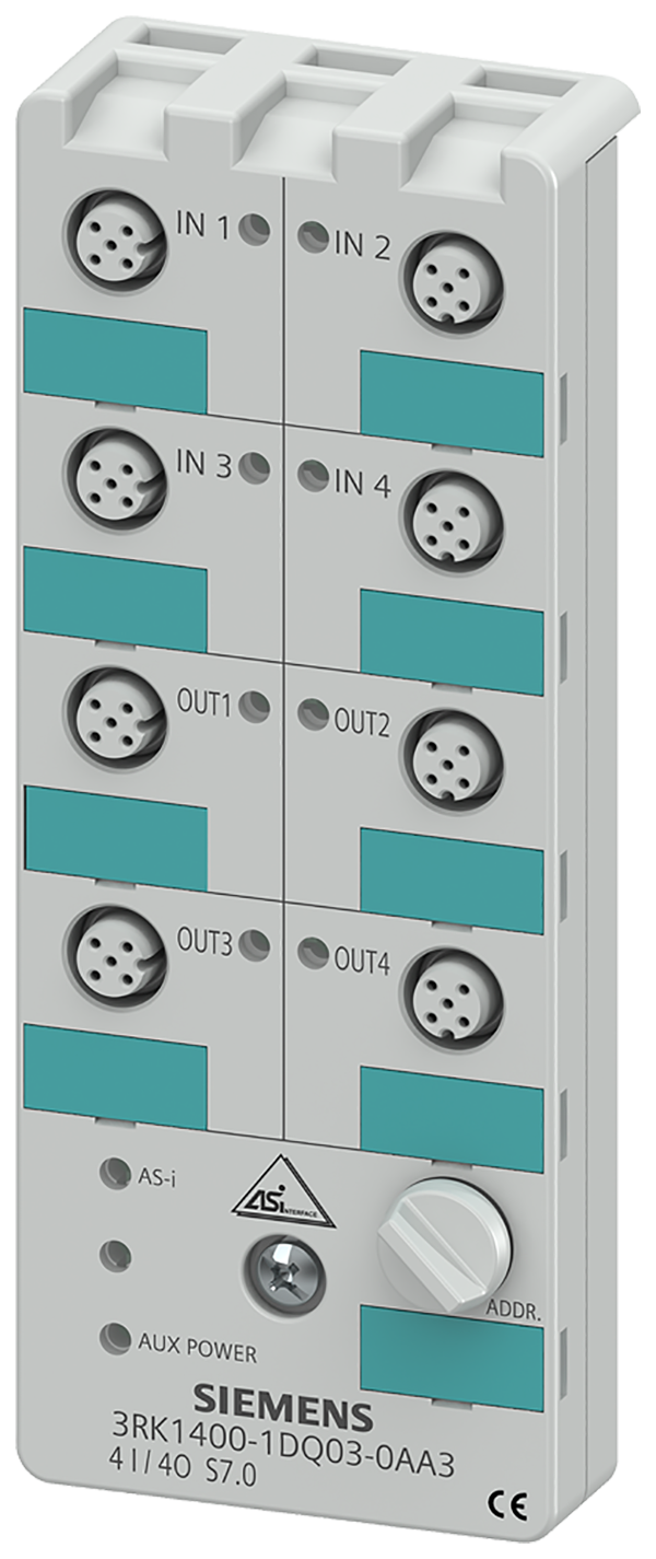 Módulo compacto AS-i K60 digital 4DI/4DQ, IP67 4 e (3RK1400-1DQ03-0AA3)