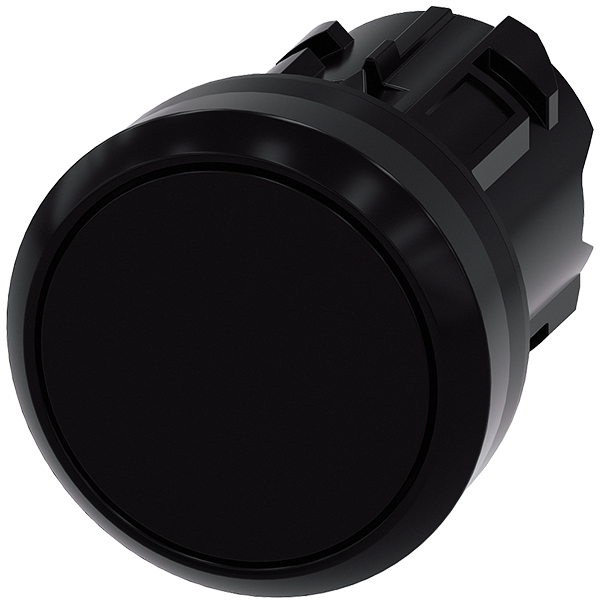 pulsador, 22 mm, redondo, plástico, negro, botón, (3SU1000-0AB10-0AA0)