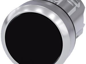 pulsador, 22 mm, redondo, metal, brillante, negro, (3SU1050-0AB10-0AA0)
