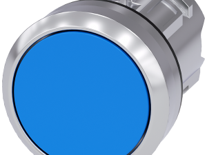 pulsador, 22 mm, redondo, metal, brillante, azul, (3SU1050-0AB50-0AA0)