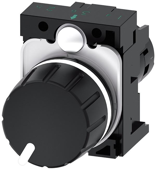 potenciómetro, compacto, 22 mm, redondo, plástico, (3SU1200-2PS10-1AA0)