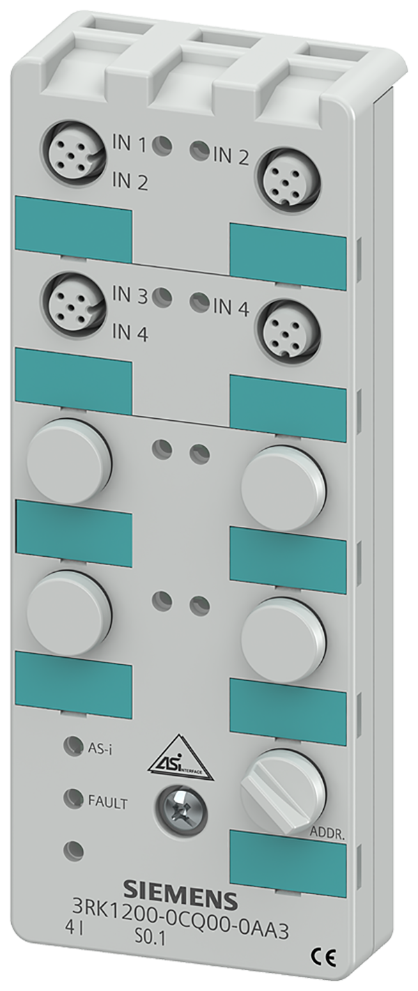 Módulo compacto AS-i K60 digital 4DI, IP67 4 entra (3RK1200-0CQ00-0AA3)