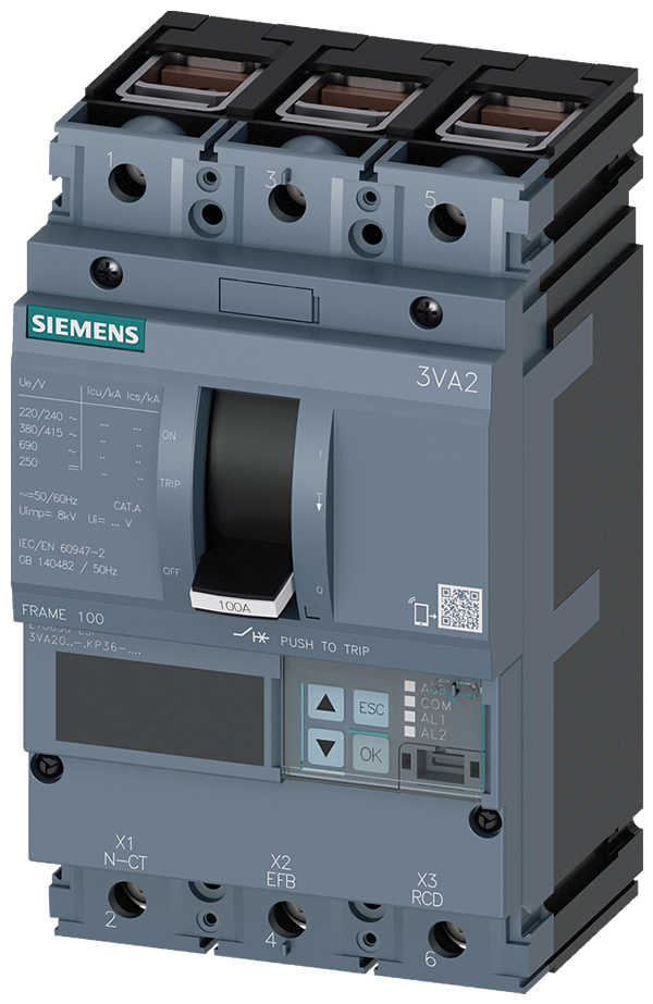 Interruptor automático 3VA2 IEC Frame 100 Clase de (3VA2010-5KP36-0AA0)