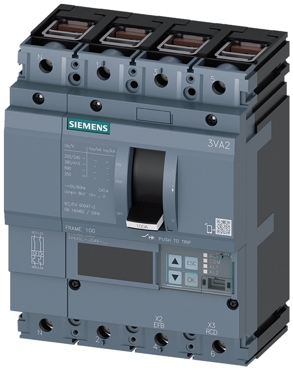 Interruptor automático 3VA2 IEC Frame 100 Clase de (3VA2010-8JQ46-0AA0)