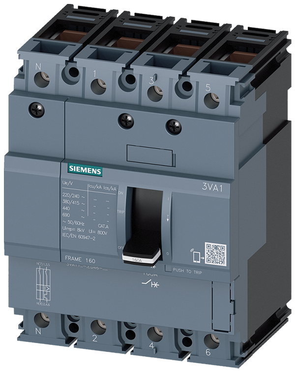 Interruptor automático 3VA1 IEC Frame 160 Clase de (3VA1180-4ED46-0AA0)