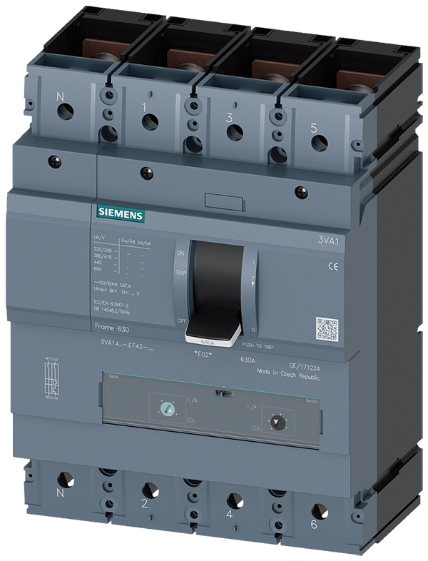 Interruptor automático 3VA1 IEC tamaño 630 Clase d (3VA1463-6EF42-0AA0)