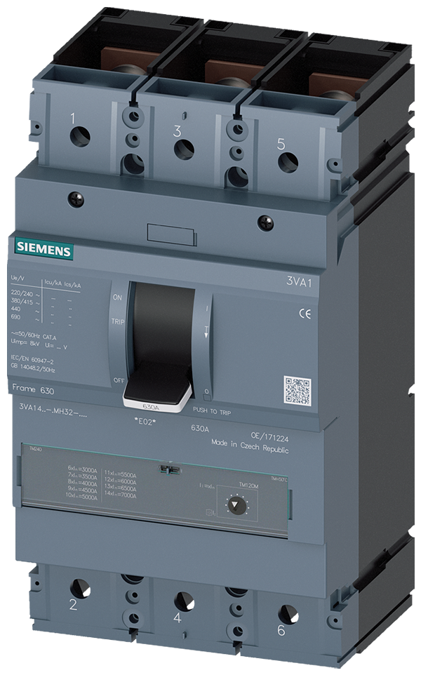 Interruptor automático 3VA1 IEC tamaño 630 Clase d (3VA1440-6MH32-0AA0)