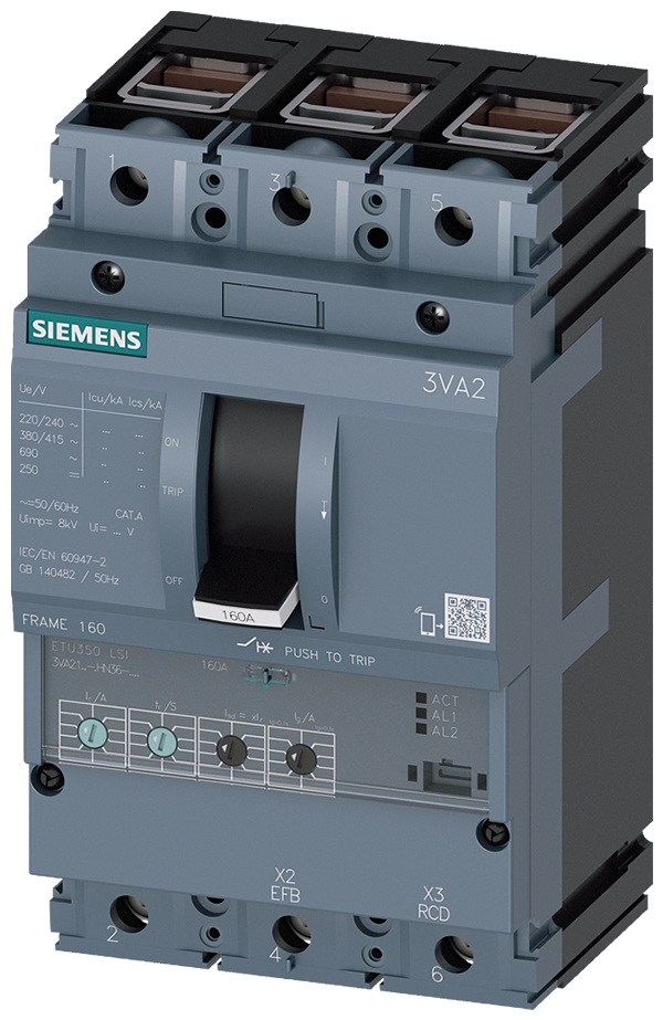 Interruptor automático 3VA2 IEC Frame 160 Clase de (3VA2163-7HN36-0AA0)