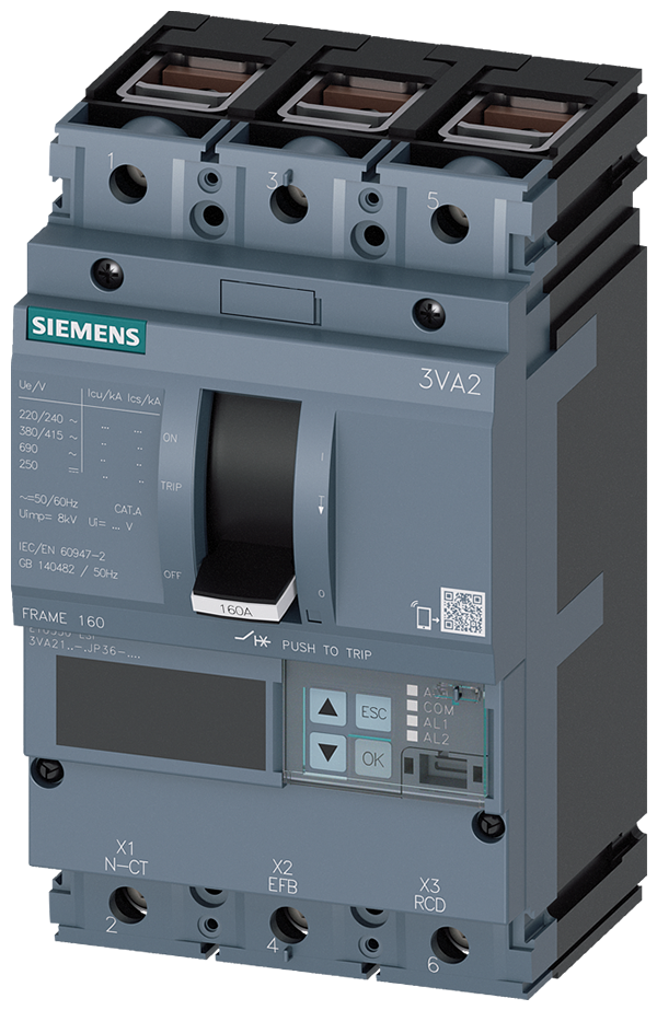 Interruptor automático 3VA2 IEC Frame 160 Clase de (3VA2163-7JP36-0AA0)