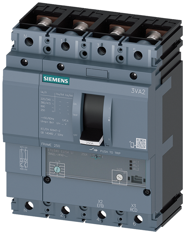 Interruptor automático 3VA2 IEC Frame 250 Clase de (3VA2216-6HK42-0AA0)
