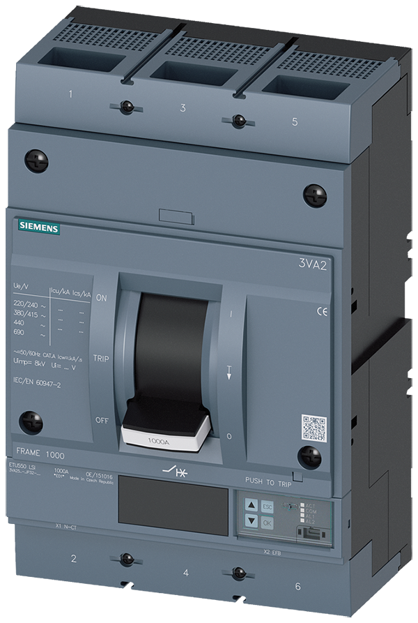 Interruptor automático 3VA2 IEC Frame 1000 Clase d (3VA2510-7JP32-0AA0)