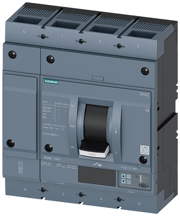 Interruptor automático 3VA2 IEC Frame 1000 Clase d (3VA2563-6KQ42-0AA0)