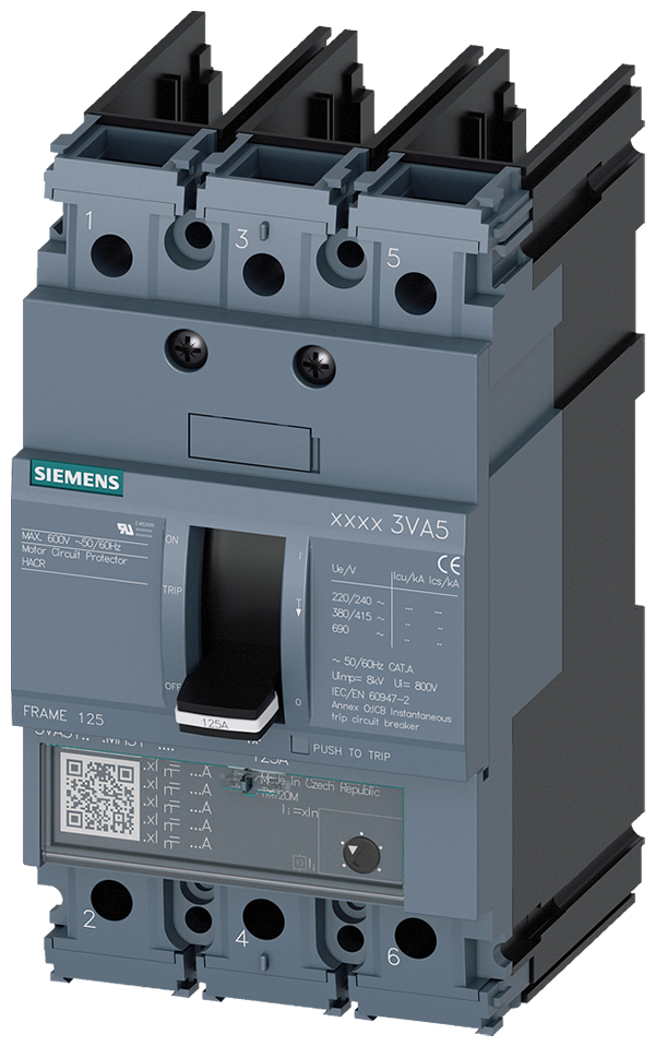 Interruptor automático 3VA5 UL tamaño 125 3 polos, (3VA5105-1MU31-0AA0)