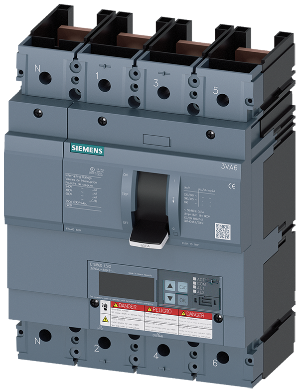 Interruptor automático 3VA6 UL Frame 600 Clase de (3VA6440-6KQ41-0AA0)
