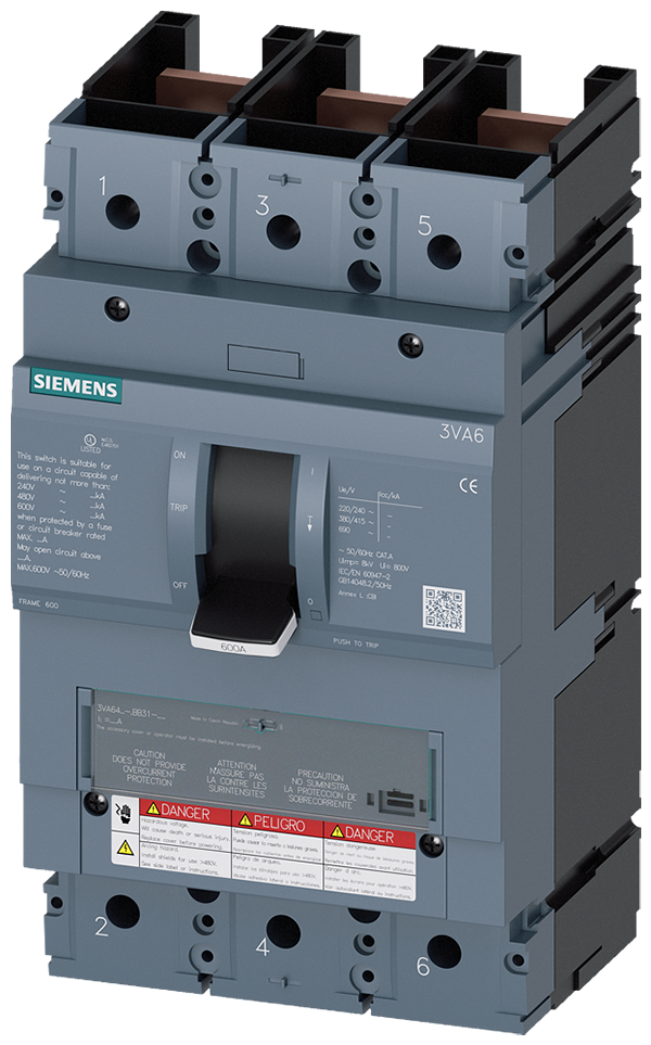 Interruptor caja moldeada 3VA6 UL Frame 600 Poder (3VA6460-1BB31-0AA0)