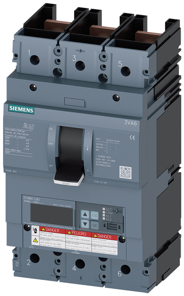 Interruptor automático 3VA6 UL Frame 600 Clase de (3VA6460-8KQ31-0AA0)