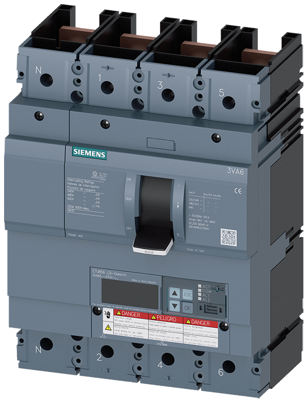 Interruptor automático 3VA6 UL Frame 400 Clase de (3VA6340-6KT41-0AA0)