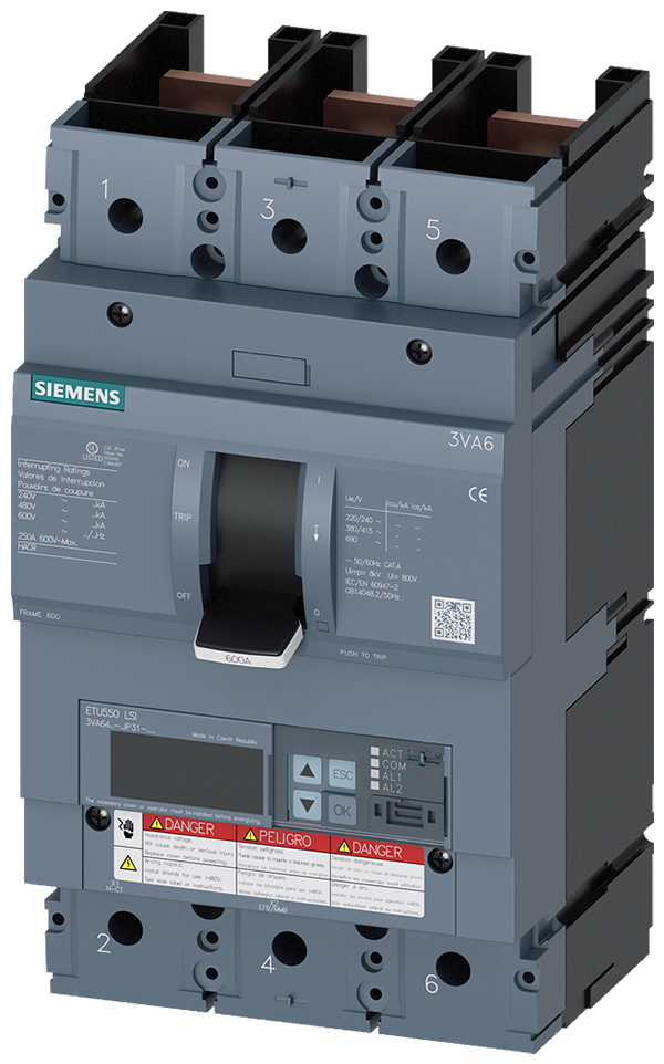 Interruptor automático 3VA6 UL Frame 600 Clase de (3VA6440-7JP31-0AA0)