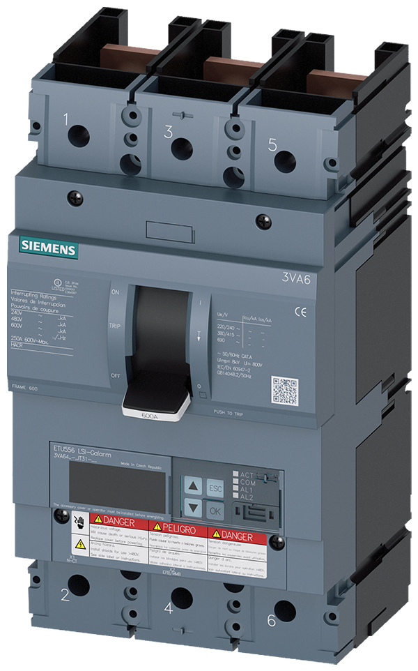 Interruptor automático 3VA6 UL Frame 600 Clase de (3VA6460-7JT31-0AA0)