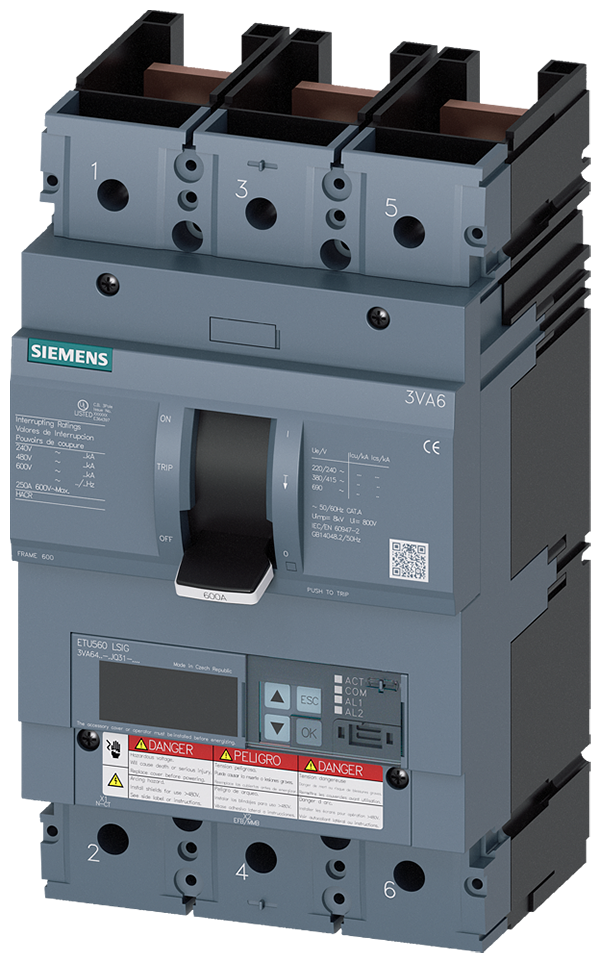 Interruptor automático 3VA6 UL Frame 600 Clase de (3VA6460-8JQ31-0AA0)