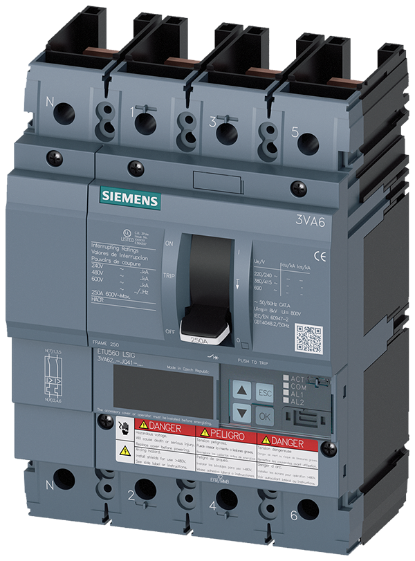 Interruptor automático 3VA6 UL bastidor 250 Clase (3VA6225-8JQ41-0AA0)