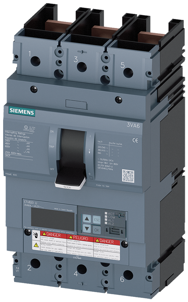Interruptor automático 3VA6 UL Frame 600 Clase de (3VA6460-5KL31-0AA0)