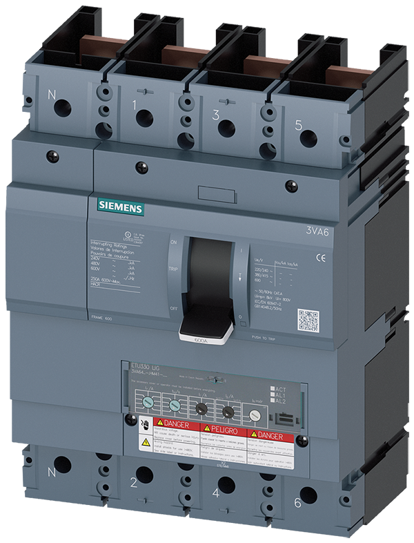 Interruptor automático 3VA6 UL Frame 600 Clase de (3VA6460-5HM41-0AA0)