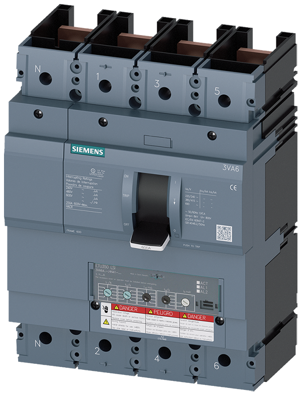 Interruptor automático 3VA6 UL Frame 600 Clase de (3VA6460-6HN41-0AA0)