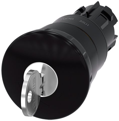 pulsador de seta, 22 mm, redondo, plástico, negro, (3SU1000-1HG10-0AA0)