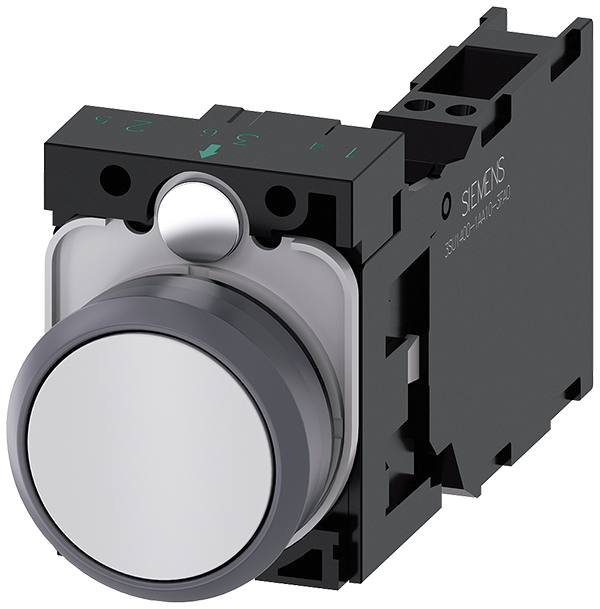 pulsador, 22 mm, redondo, plástico con anillo fron (3SU1130-0AB60-3FA0)