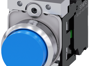 pulsador, 22 mm, redondo, metal, brillante, azul, (3SU1150-0BB50-1BA0)