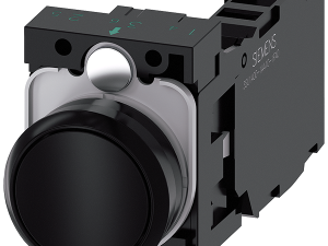 pulsador, 22 mm, redondo, plástico, negro, botón, (3SU1100-0AB10-1FA0)