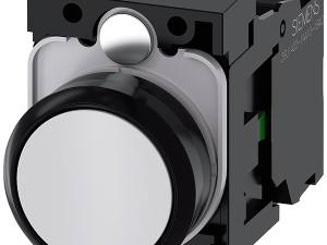 pulsador, 22 mm, redondo, plástico, blanco, botón, (3SU1100-0AB60-1BA0)