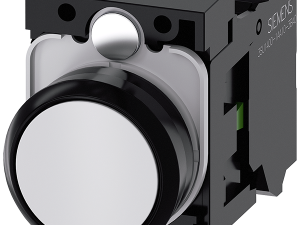 pulsador, 22 mm, redondo, plástico, blanco, botón, (3SU1100-0AB60-3BA0)