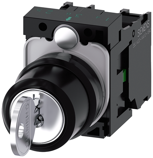 Interruptor de llave RONIS, 22 mm, redondo, plásti (3SU1100-4BL11-1NA0)