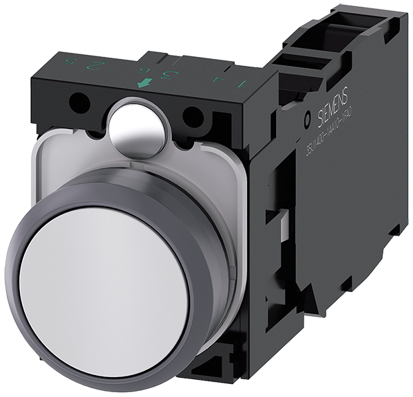 pulsador, 22 mm, redondo, plástico con anillo fron (3SU1130-0AB60-1FA0)