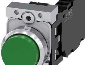 pulsador, 22 mm, redondo, metal, brillante, verde, (3SU1150-0BB40-1FA0)