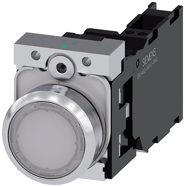 pulsador luminoso, 22 mm, redondo, metal, brillant (3SU1153-0AB60-3FA0)