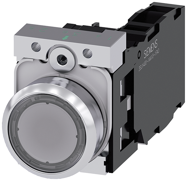 pulsador luminoso, 22 mm, redondo, metal, brillant (3SU1153-0AB70-1FA0)