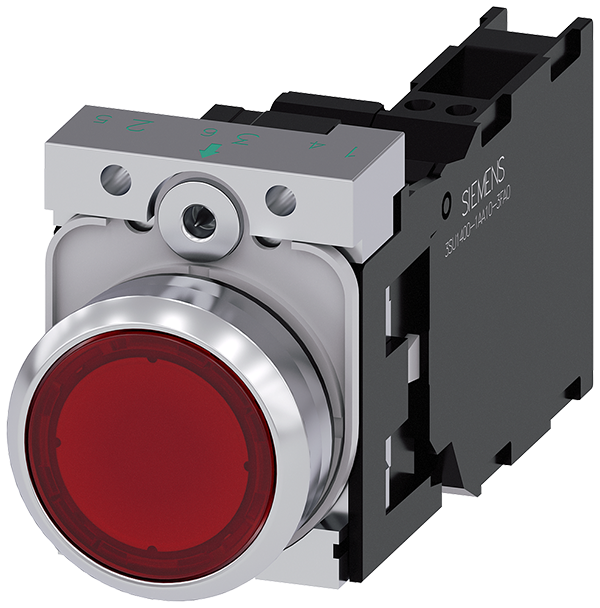 pulsador luminoso, 22 mm, redondo, metal, brillant (3SU1156-0AB20-3FA0)