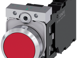 pulsador, 22 mm, redondo, metal, brillante, rojo, (3SU1150-0AB20-3FA0)