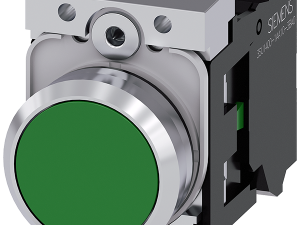 pulsador, 22 mm, redondo, metal, brillante, verde, (3SU1150-0AB40-3BA0)