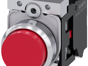 pulsador, 22 mm, redondo, metal, brillante, rojo, (3SU1150-0BB20-3CA0)