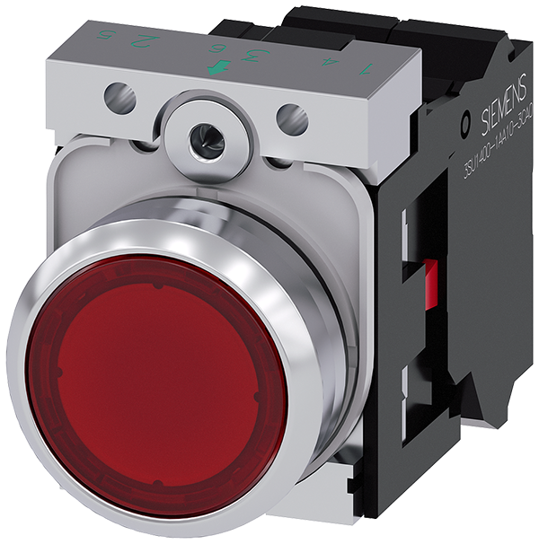 pulsador luminoso, 22 mm, redondo, metal, brillant (3SU1153-0AB20-3CA0)