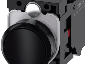 pulsador, 22 mm, redondo, plástico, negro, botón, (3SU1100-0AB10-3CA0)