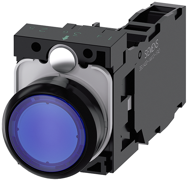 pulsador luminoso, 22 mm, redondo, plástico, azul, (3SU1102-0AB50-1FA0)