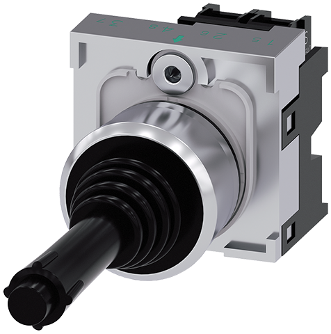 manipulador, 22 mm, redondo, metal brillante, negr (3SU1150-7BB88-1NA0)