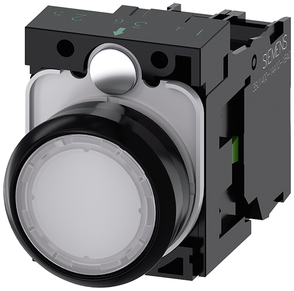 pulsador luminoso, 22 mm, redondo, plástico, blanc (3SU1102-0AB60-1BA0)