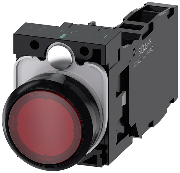 pulsador luminoso, 22 mm, redondo, plástico, rojo, (3SU1103-0AB20-1FA0)